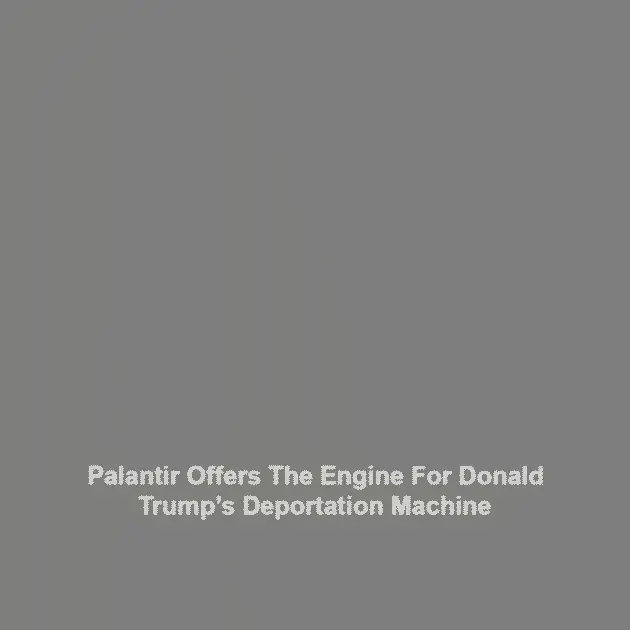 Palantir Offers the Engine For Donald Trump’s Deportation Machine